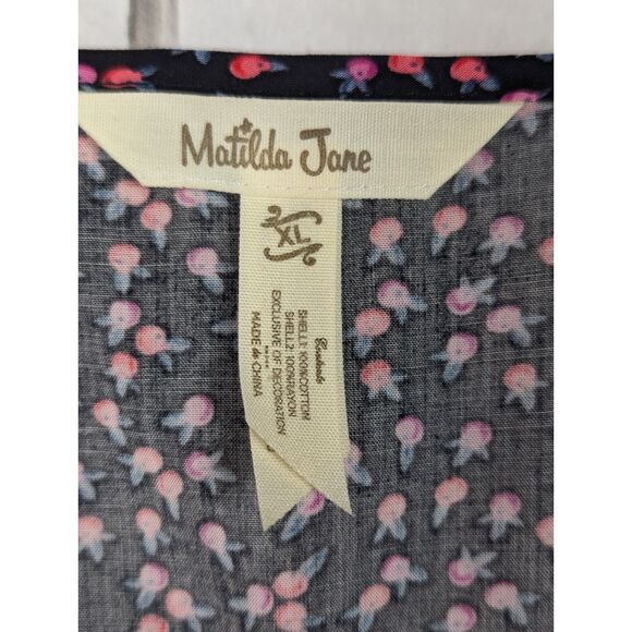 MATILDA JANE Ditsy Floral Embroidered Peasant Boho Cottage Eyelet Top Size XL - Picture 7 of 8